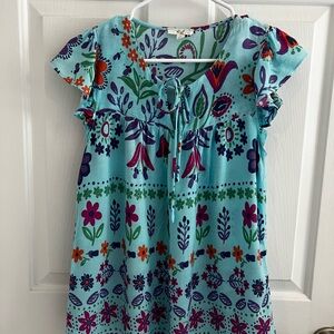 Easel Women's Floral Blouse in Blue and Red